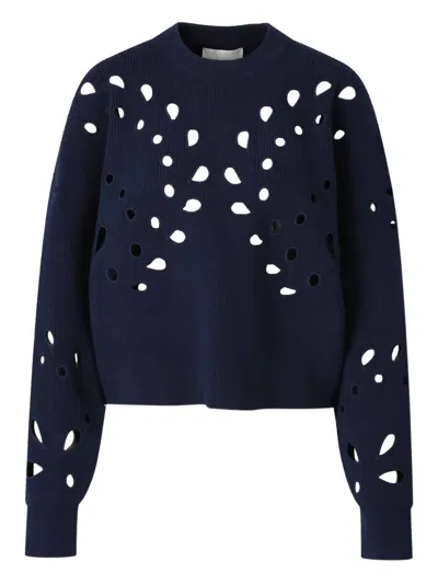 Ulla Johnson Cut-out Ribbed Knit Jumper In Blue