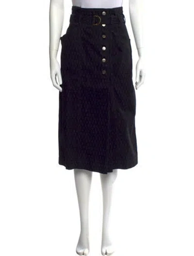 Pre-owned Ulla Johnson Cutout Accent Midi Length Skirt In Black