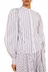 Ulla Johnson Cybil Long Sleeve Button Front Blouse In Chalk Stripe In Multi