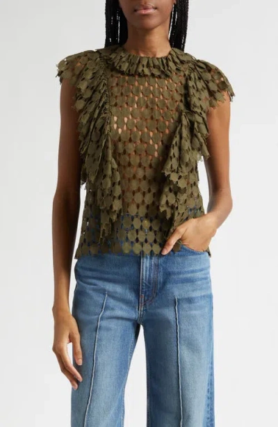 Ulla Johnson Daevy Cutout Ruffle Top In Gray