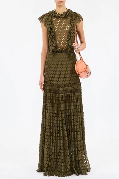 Ulla Johnson Daevy Lace Short Sleeve Top In Pine In Brown