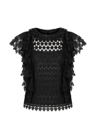 Ulla Johnson Daevy Lace Top In Noir In Black