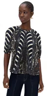 Ulla Johnson Dafne Pleated Short Sleeve Blouse Eclipse In Black