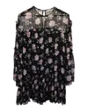 Ulla Johnson Dahlia Floral Mini Dress In Black Silk In Black