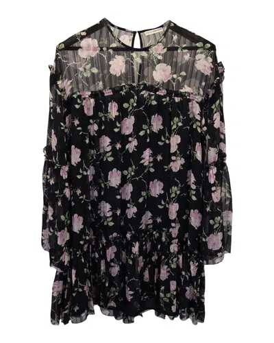 Ulla Johnson Dahlia Floral Mini Dress In Black Silk