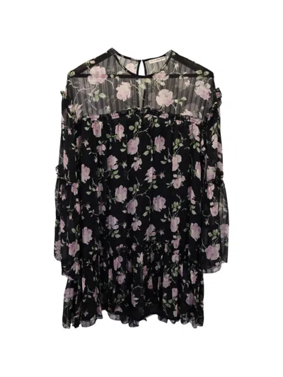 Pre-owned Ulla Johnson Dahlia Floral-print Mini Dress In Black