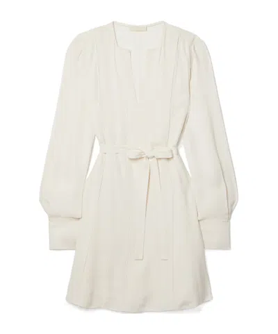 Ulla Johnson Daisy Belted Paneled Crepe Mini Dress In White