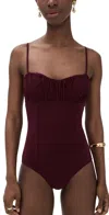 Ulla Johnson Dalila Ruched Maillot Cassis In Brown