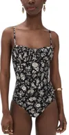 Ulla Johnson Zahara Gathered Floral-print Underwired Swimsuit In Black