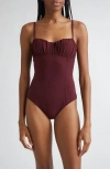Ulla Johnson Dalila Ruched One-piece Swimsuit In Burgundy
