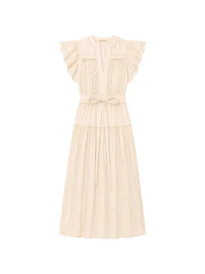 Ulla Johnson Dani Short-sleeve Cotton Midi Dress In Neutral