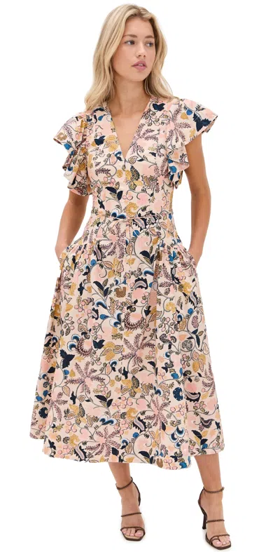 Ulla Johnson Darya Drop Waist Midi Dress Magnolia