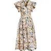 Ulla Johnson Darya Paisley Floral Flutter Sleeve Cotton Dress In Multi