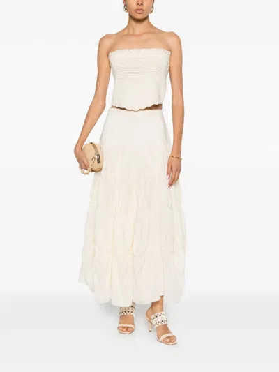 Ulla Johnson Davina Drop-waist Mid Skirt In White