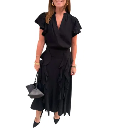Ulla Johnson Daya Ruffle Midi Skirt In Noir In Black