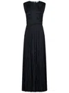 Ulla Johnson Delia Pleated Satin Long Gown In Black