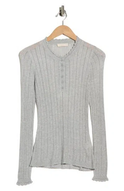 Ulla Johnson Delia Long Sleeve Pointelle Henley In Gray
