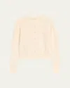 Ulla Johnson Delphina Pointelle Knit Puff-sleeve Crewneck Cardigan In Neutral