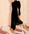 Ulla Johnson Delphine Mock-neck Velvet Midi Dress In Black
