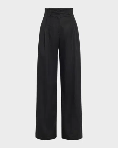 Ulla Johnson Delvine High-rise Pleated Wide-leg Pants In Black