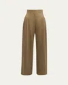 Ulla Johnson Delvine High-rise Pleated Wide-leg Pants In Driftwood
