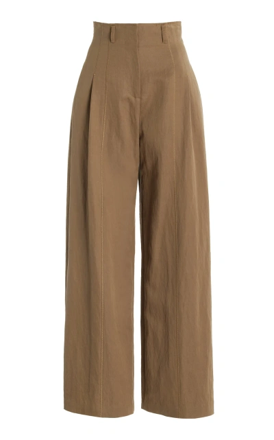 Ulla Johnson Delvine High-rise Tencel Wide-leg Pants In Khaki