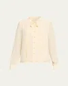 Ulla Johnson Delvine Tie-neck Button-front Blouse In Neutral