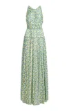 Ulla Johnson Demetra Printed Silk Gown In Green