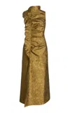 Ulla Johnson Demetria Ruched Midi Dress In Gold
