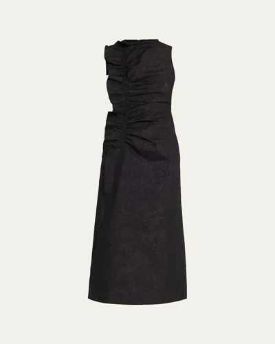Ulla Johnson Demetria Ruffle Detail Taffeta Cocktail Dress In Black