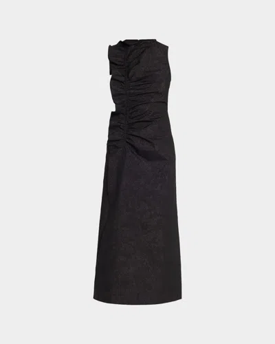 Ulla Johnson Demetria Ruffled Taffeta Midi Dress In Black