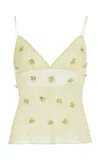 Ulla Johnson Demi Embellished Silk Tank Top In Lime Green