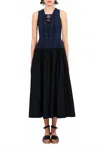 Ulla Johnson Denia Color Block Midi Dress In Navy