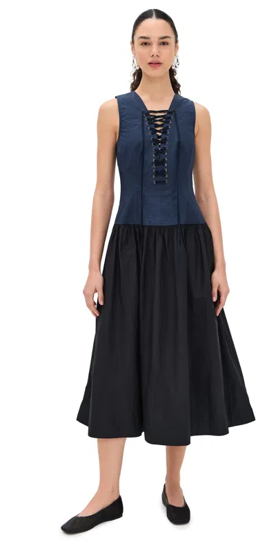 ULLA JOHNSON DENIA DRESS TWILIGHT COLORBLOCK