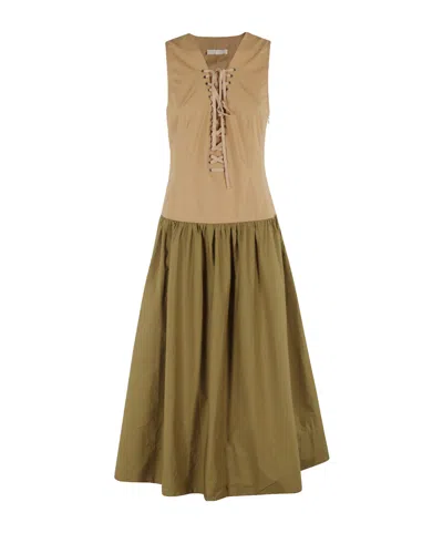 Ulla Johnson Denia Lace-up Detail Maxi Dress In Green