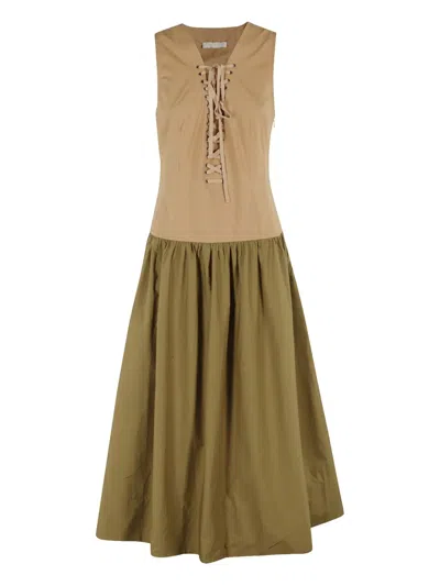Ulla Johnson Denia Lace-up Detail Maxi Dress In Green