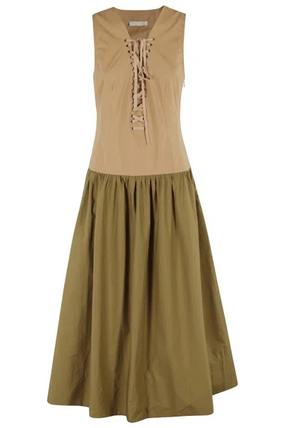 Ulla Johnson Denia Lace-up Detail Maxi Dress In Green
