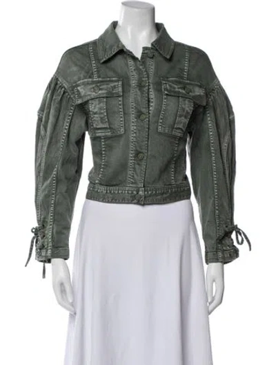Pre-owned Ulla Johnson Denim Jacket In Green