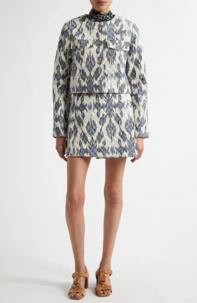 Ulla Johnson Dione Diamond Stitch Jacket In Celeste