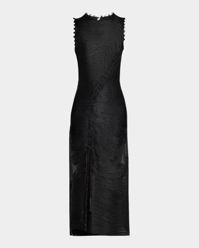 Ulla Johnson Dioni Embroidered Silk Dress In Noir