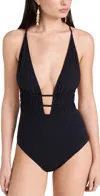 Ulla Johnson Dioni Plunge One-piece Swimsuit In Noir