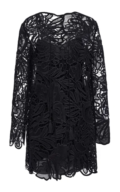 Ulla Johnson Dita Lace Silk Mini Dress In Black