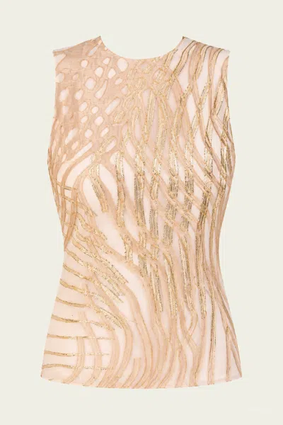 Ulla Johnson Divina Backless Top With Lurex In Nautilis In Nude