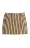 Ulla Johnson Doris Striped Cotton-blend Mini Skirt In Brown