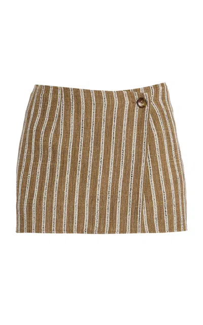 Ulla Johnson Doris Striped Cotton-blend Mini Skirt In Brown