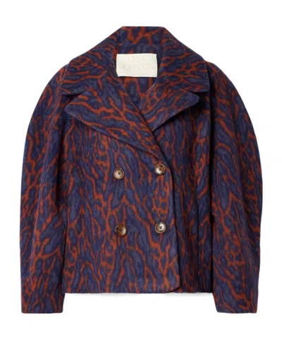 Ulla Johnson Dorothea Double-breasted Leopard Print Jacquard Coat In Multi