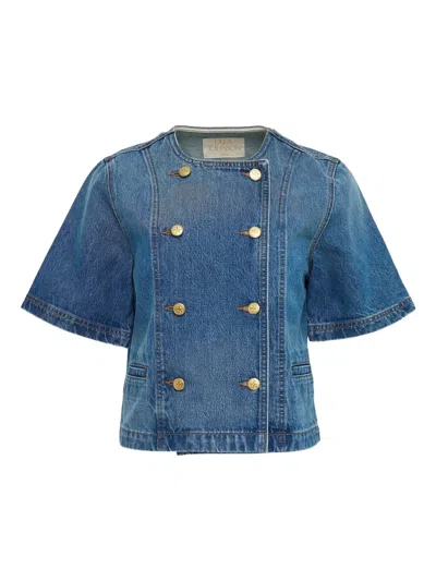 Ulla Johnson The Serge Short Sleeve Jacket In Danube In Blue