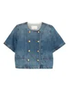 Ulla Johnson Double-breasted Short-sleeves Jacket In Blue