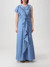 Ulla Johnson Draped Long Dress In Blue