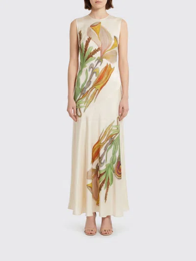 Ulla Johnson Gaea Paneled Printed Silk-satin Midi Dress In Neutral